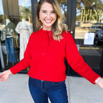 The Everyday Henley Sweater - Red-230 Sweaters/Cardis-JODIFL-July & June Women's Fashion Boutique Located in San Antonio, Texas