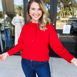 The Everyday Henley Sweater - Red-230 Sweaters/Cardis-JODIFL-July & June Women's Fashion Boutique Located in San Antonio, Texas