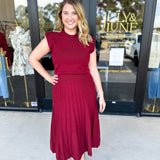 THML - Burgundy Knit Midi Dress-500 Midi-THML-July & June Women's Fashion Boutique Located in San Antonio, Texas