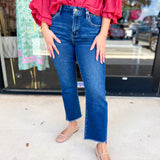 Vervet - Dark Wash High Rise Slim Straight Jeans-400 Pants-VEVERT BY FLYING MONKEY-July & June Women's Fashion Boutique Located in San Antonio, Texas