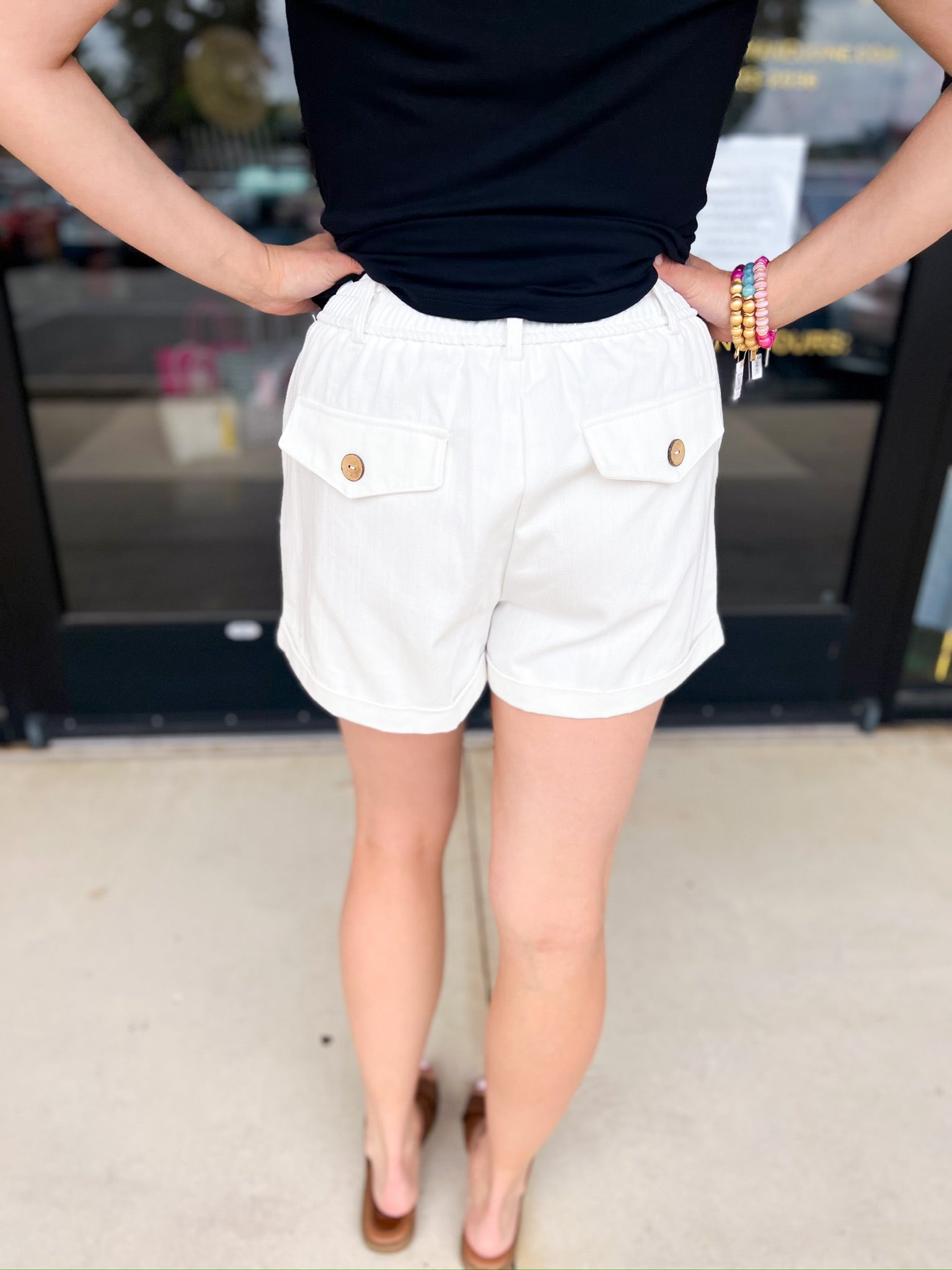 Upscale Shorts - Ivory-410 Shorts/Skirts-ENTRO-July & June Women's Fashion Boutique Located in San Antonio, Texas