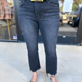 Vervet - Mid Rise Crop Flare Black Jeans-400 Pants-VEVERT BY FLYING MONKEY-July & June Women's Fashion Boutique Located in San Antonio, Texas