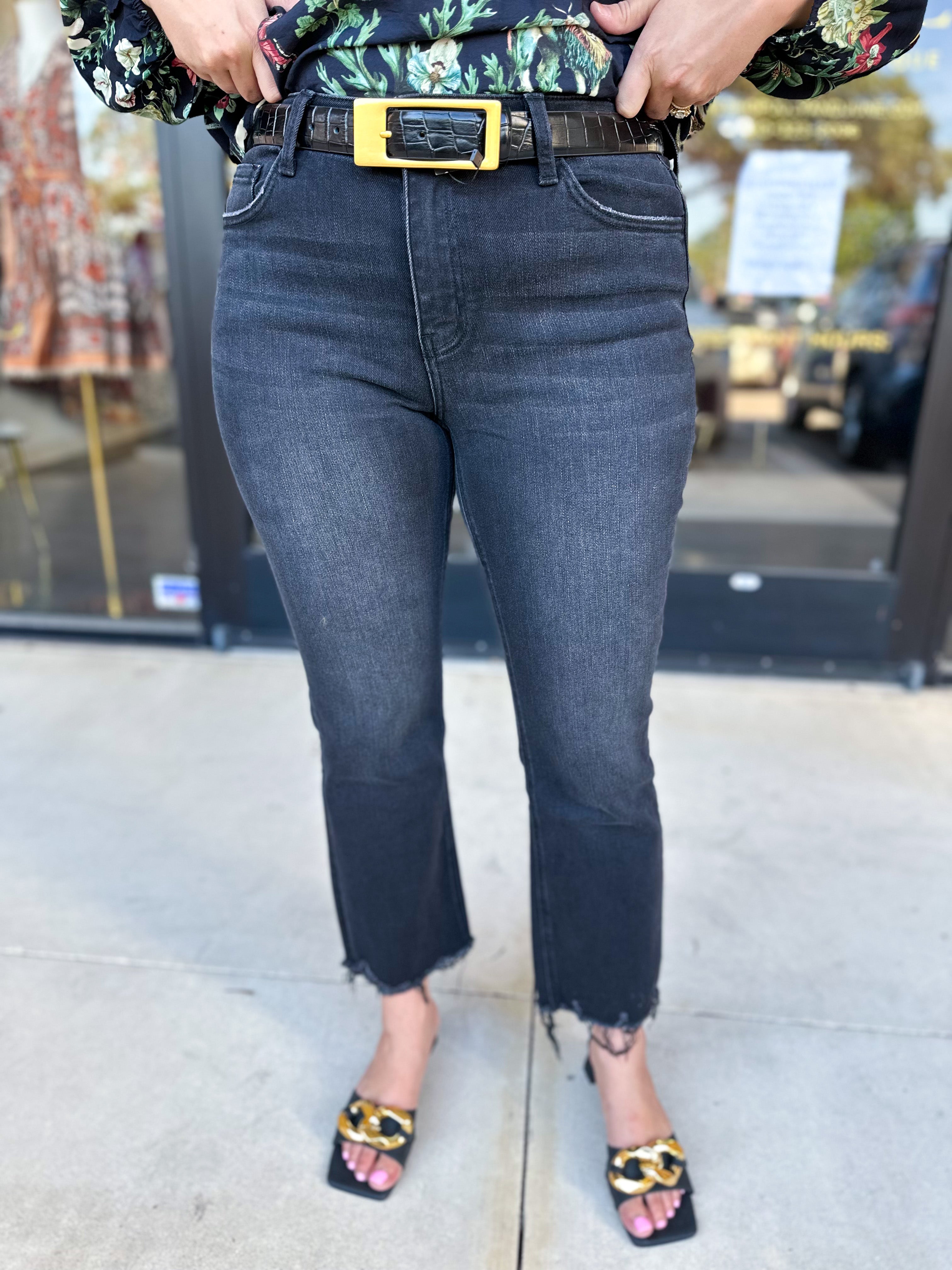 Vervet - Mid Rise Crop Flare Black Jeans-400 Pants-VEVERT BY FLYING MONKEY-July & June Women's Fashion Boutique Located in San Antonio, Texas