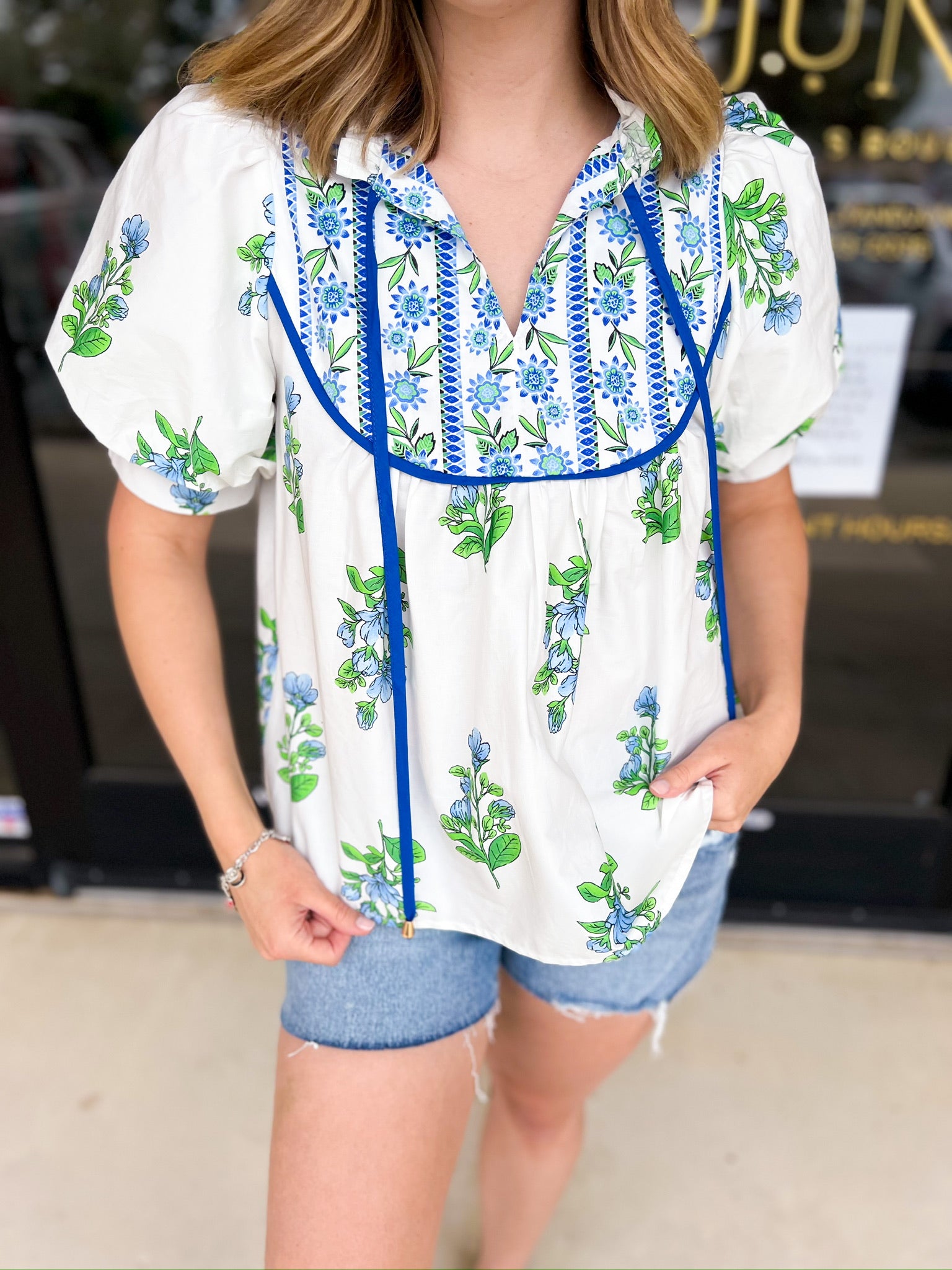 Summer Garden Blouse-200 Fashion Blouses-ENTRO-July & June Women's Fashion Boutique Located in San Antonio, Texas