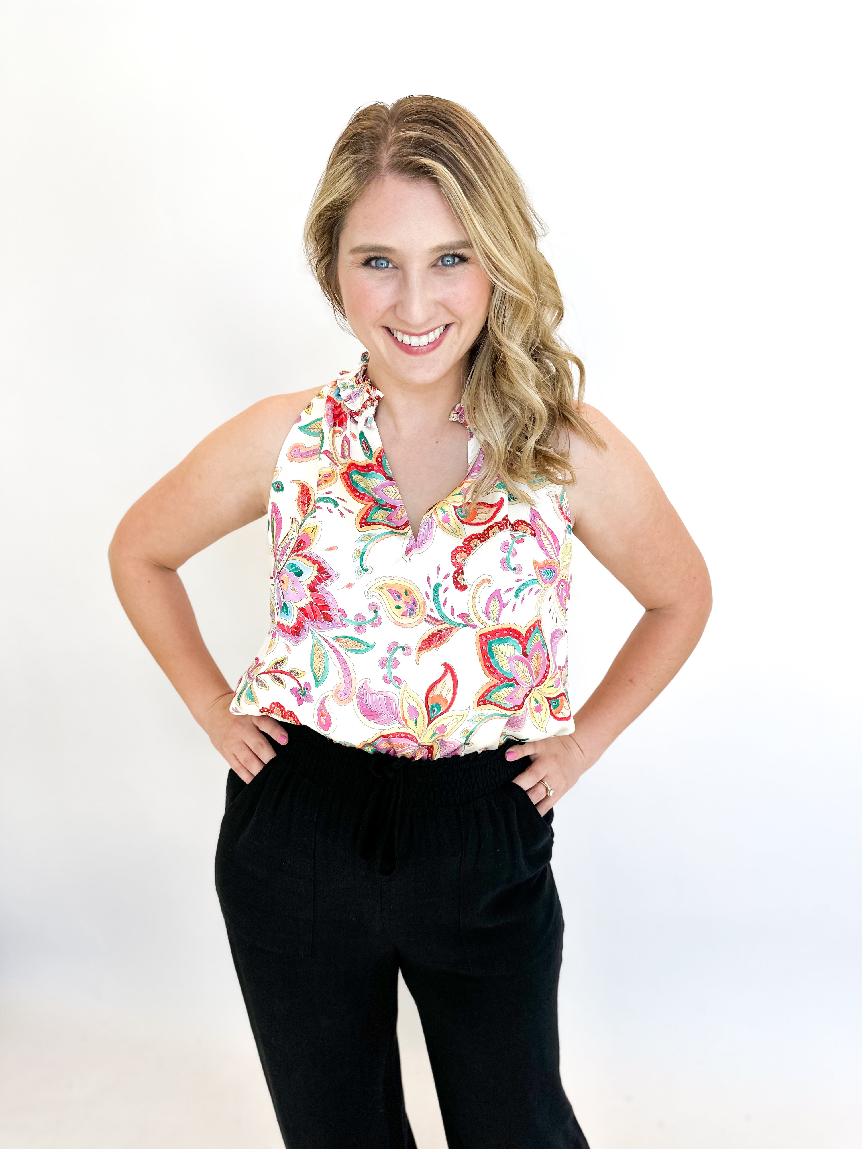 Paisley & Floral Cami - THML-200 Fashion Blouses-THML-July & June Women's Fashion Boutique Located in San Antonio, Texas