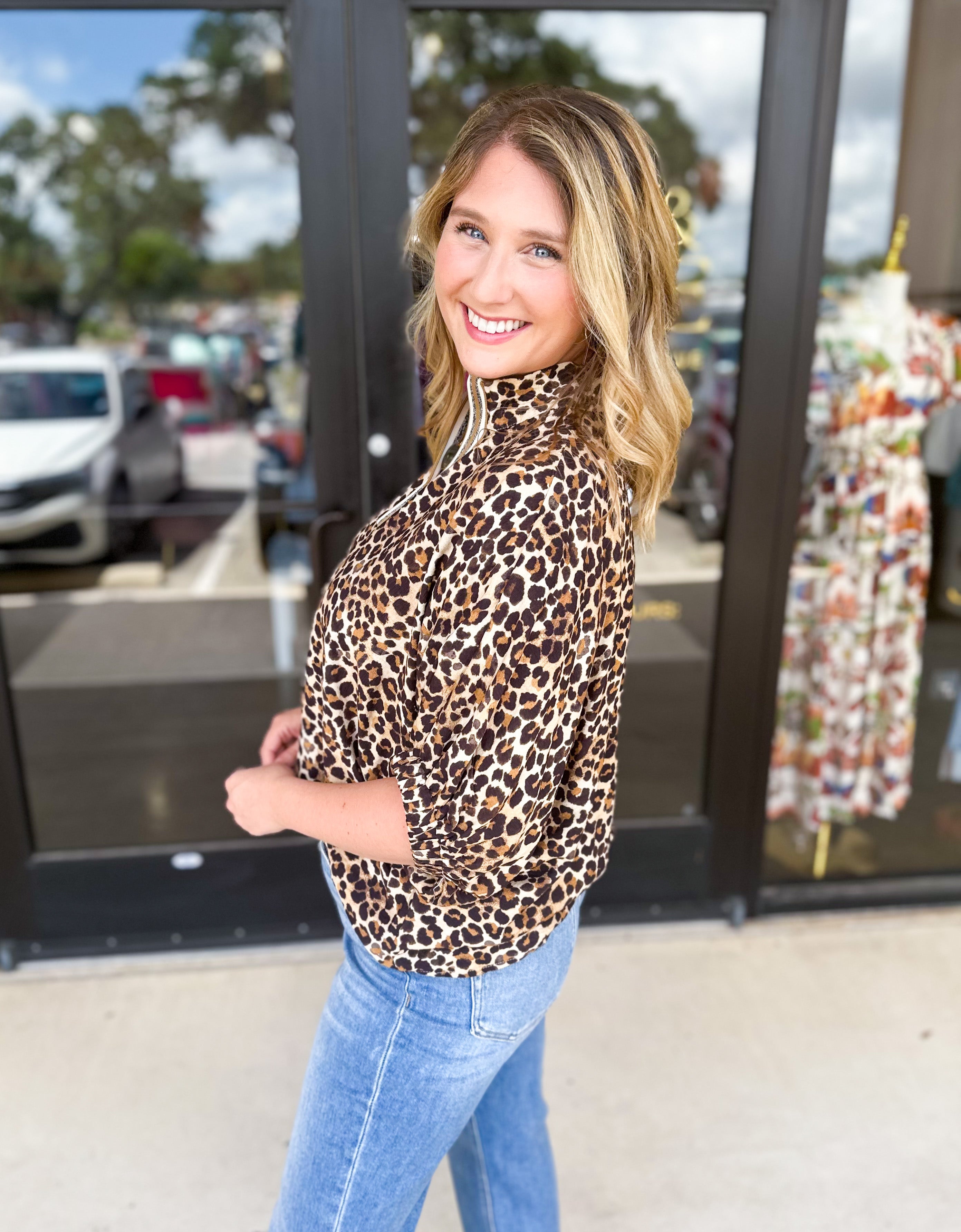 Elevated Cheetah Blouse-200 Fashion Blouses-ENTRO-July & June Women's Fashion Boutique Located in San Antonio, Texas