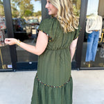 THML - Dark Olive Midi Dress-500 Midi-THML-July & June Women's Fashion Boutique Located in San Antonio, Texas
