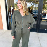 Soft Modal Hooded Jacket - Dark Olive-300 Athleisure/Lounge-SKIES ARE BLUE-July & June Women's Fashion Boutique Located in San Antonio, Texas