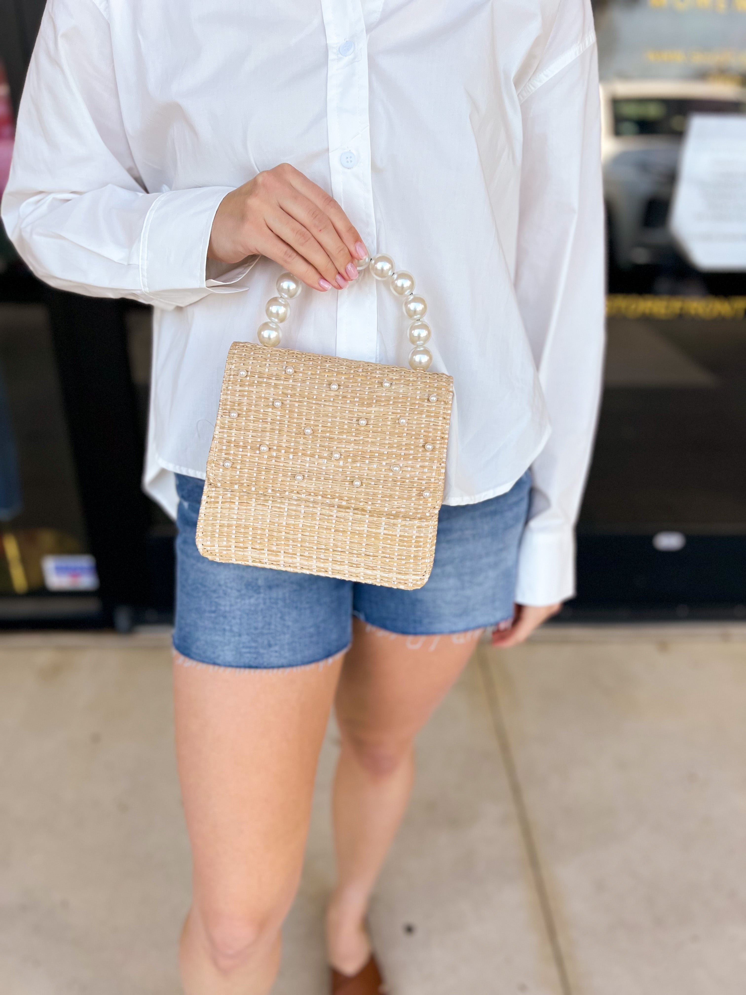 Pearl & Straw Purse-130 Accessories-SHIRALEAH-July & June Women's Fashion Boutique Located in San Antonio, Texas