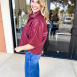 Utility Shirt Jacket - Wine-200 Fashion Blouses-GLAM-July & June Women's Fashion Boutique Located in San Antonio, Texas