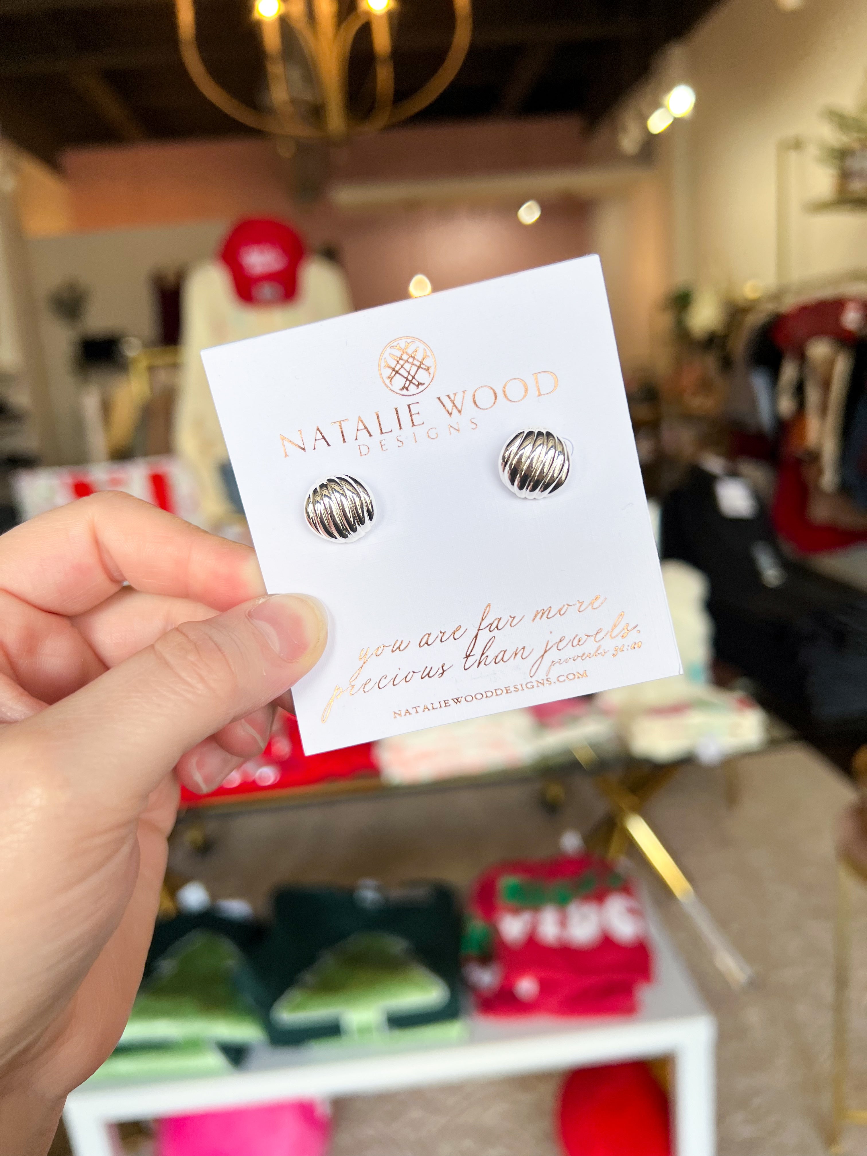 Natalie Wood - Eclipse Ball Stud Earrings Silver-110 Jewelry & Hair-Natalie Wood-July & June Women's Fashion Boutique Located in San Antonio, Texas