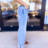 Vervet - Cuffed High Rise Slim Wide Leg Jeans-400 Pants-VEVERT BY FLYING MONKEY-July & June Women's Fashion Boutique Located in San Antonio, Texas