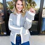 THML - Grey Color Block Cardigan-230 Sweaters/Cardis-THML-July & June Women's Fashion Boutique Located in San Antonio, Texas