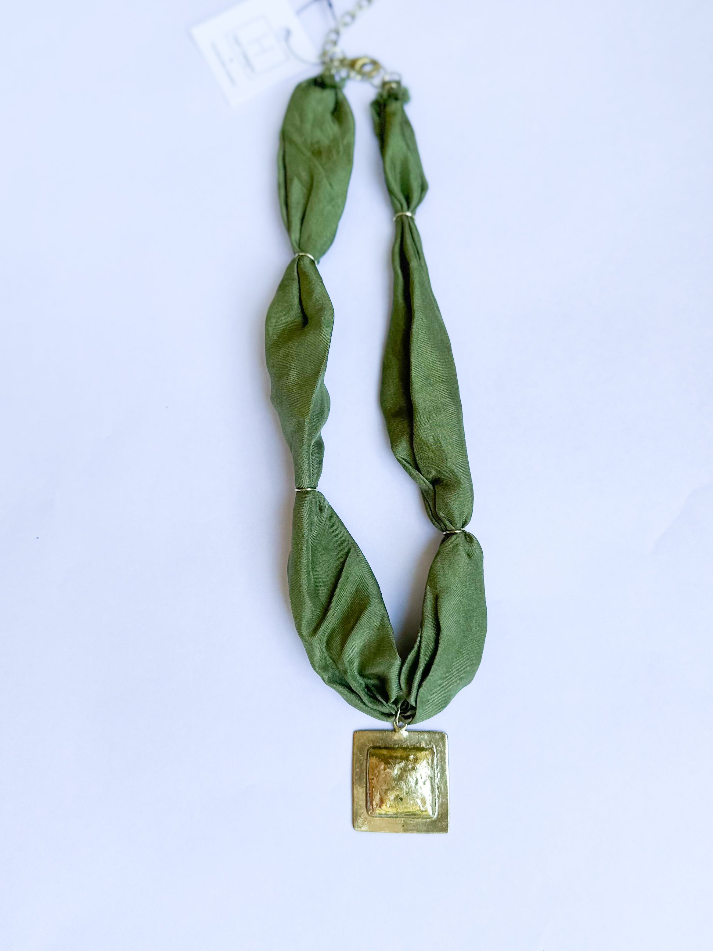 Scarf Necklace - Olive Square-110 Jewelry & Hair-HART DESIGNS-July & June Women's Fashion Boutique Located in San Antonio, Texas