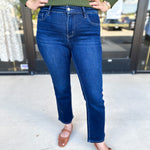 Vervet - Mid Rise Dark Wash Slim Straight Jeans-400 Pants-VEVERT BY FLYING MONKEY-July & June Women's Fashion Boutique Located in San Antonio, Texas