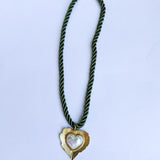 Scarf Necklace - Olive Rope Heart-110 Jewelry & Hair-HART DESIGNS-July & June Women's Fashion Boutique Located in San Antonio, Texas