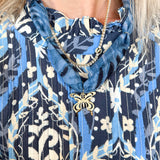 Scarf Necklace - Blue Butterfly-110 Jewelry & Hair-HART DESIGNS-July & June Women's Fashion Boutique Located in San Antonio, Texas