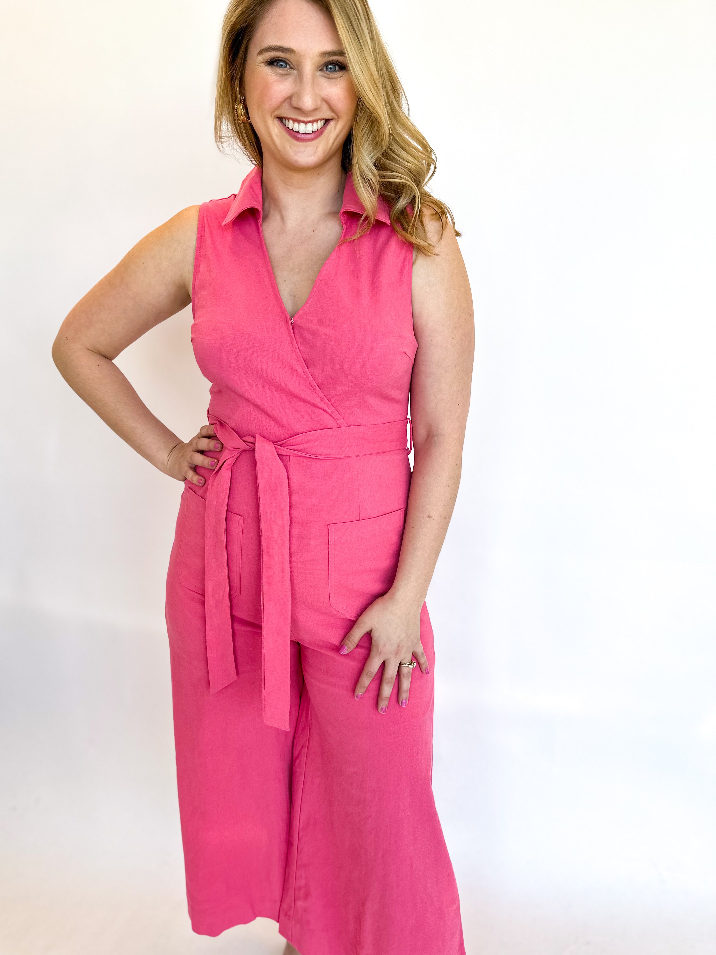 The Middleton Jumpsuit - Hot Pink-500 Midi-ENTRO-July & June Women's Fashion Boutique Located in San Antonio, Texas