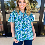 Mary Square - Lainey Reflecting Green Blouse-200 Fashion Blouses-MARY SQUARE-July & June Women's Fashion Boutique Located in San Antonio, Texas