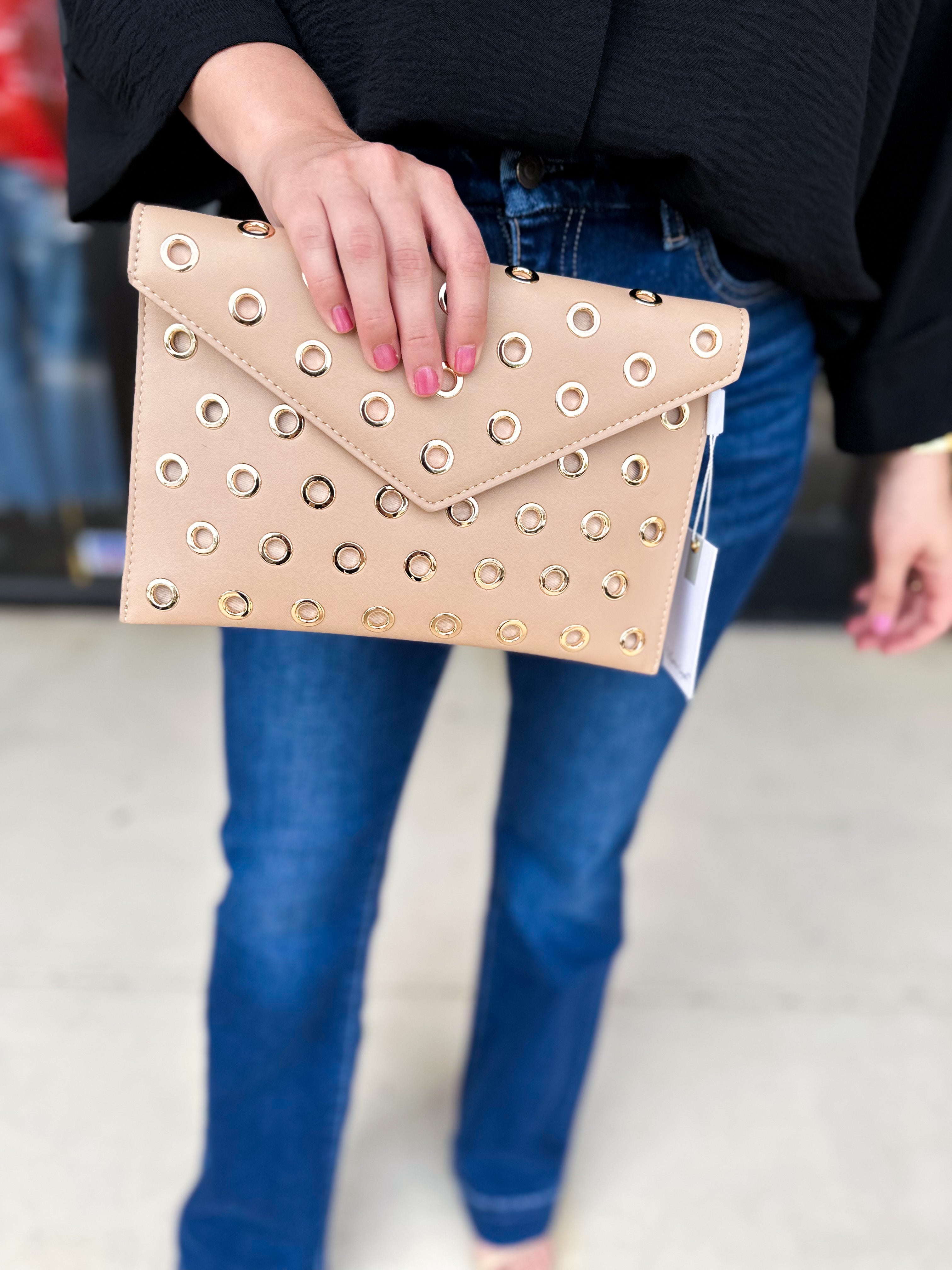 Ramona Gromet Crossbody Bag - Nude-130 ACCESSORIES-Moda Luxe-July & June Women's Fashion Boutique Located in San Antonio, Texas
