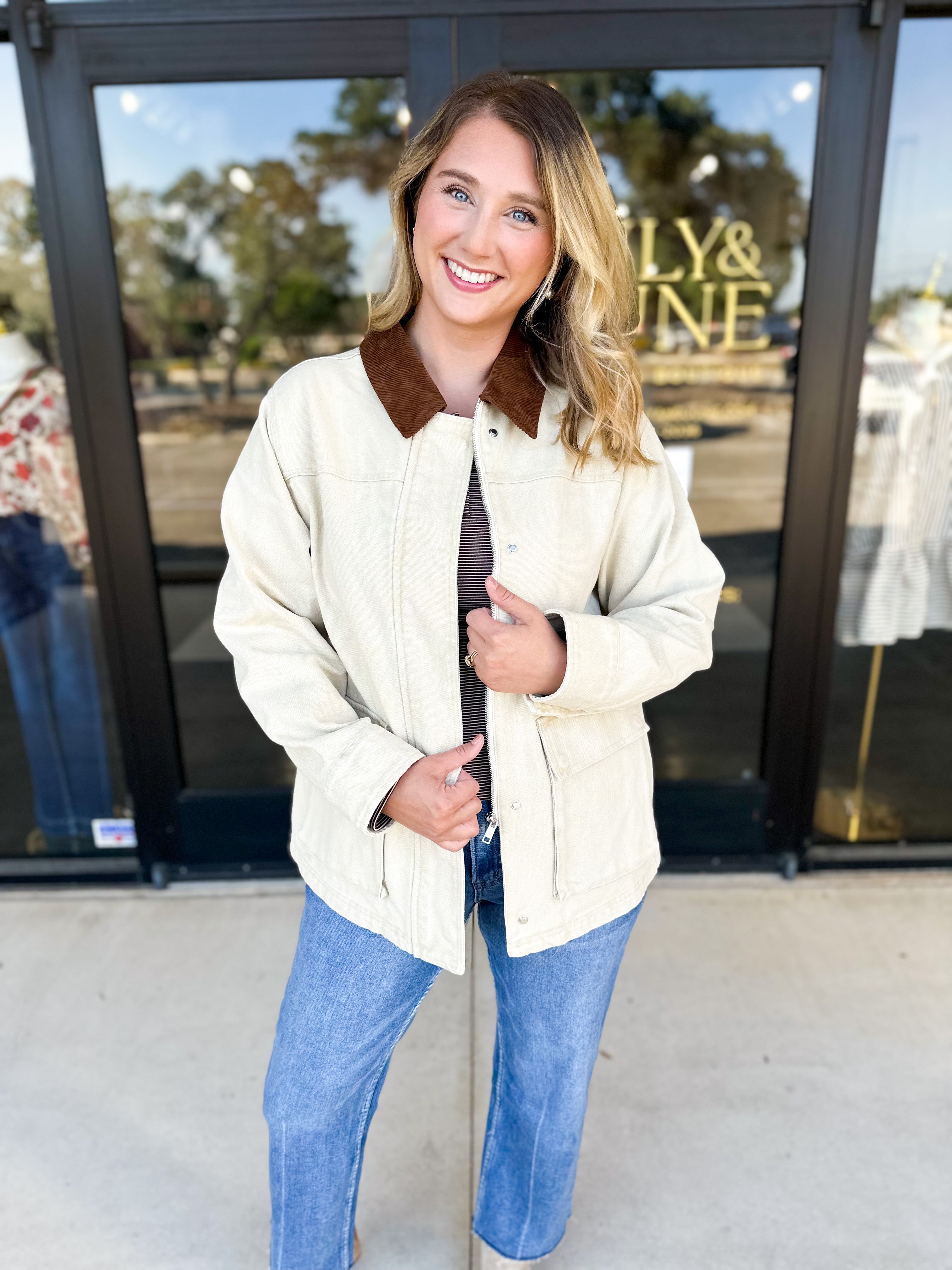 Barn Jacket - Tan-600 Outerwear-AARON & AMBER-July & June Women's Fashion Boutique Located in San Antonio, Texas