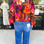 Vibrant Fall Florals Blouse-200 Fashion Blouses-FATE-July & June Women's Fashion Boutique Located in San Antonio, Texas