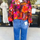 Vibrant Fall Florals Blouse-200 Fashion Blouses-FATE-July & June Women's Fashion Boutique Located in San Antonio, Texas