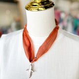 Scarf Necklace - Rust Cross-110 Jewelry & Hair-HART DESIGNS-July & June Women's Fashion Boutique Located in San Antonio, Texas