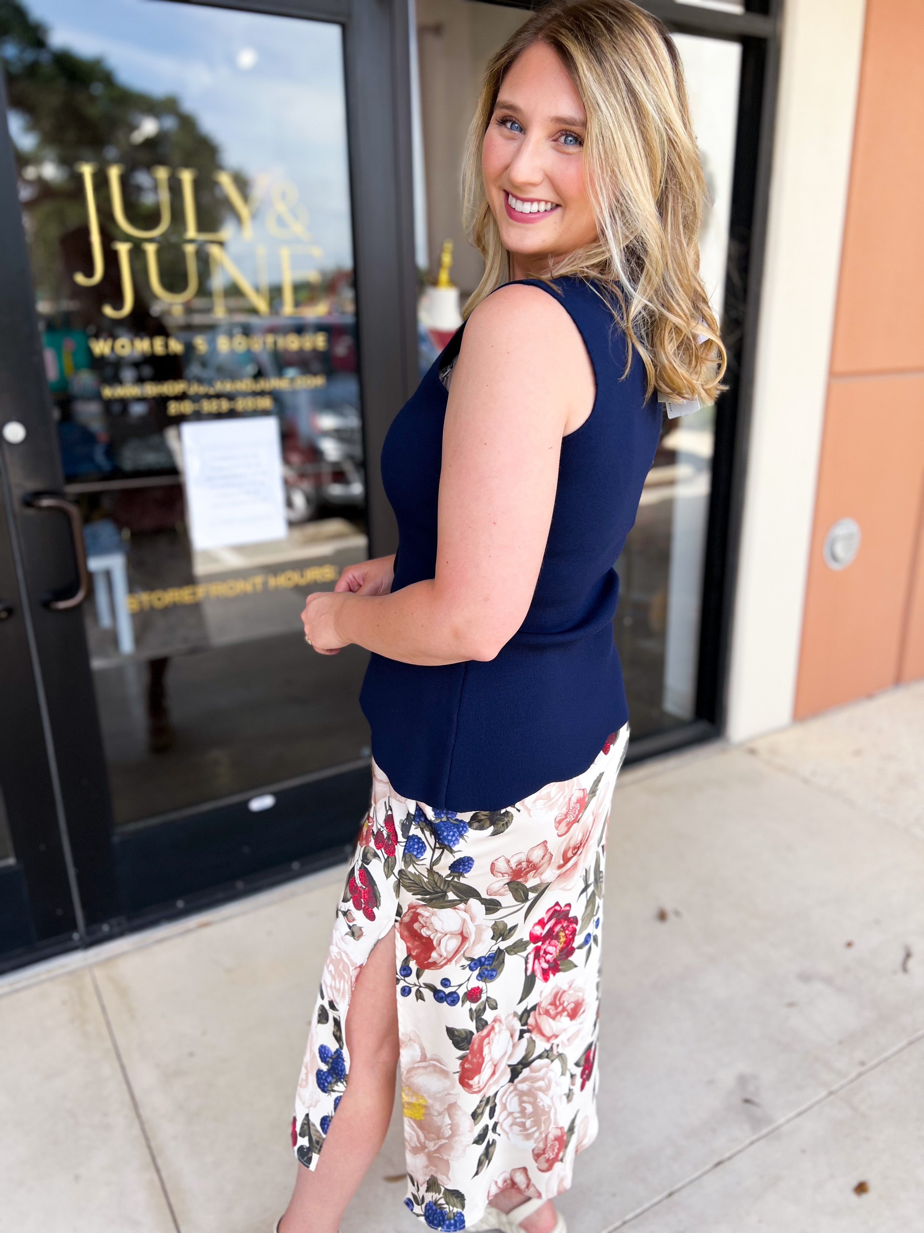 The Sophie Vest - Navy-600 Outerwear-SKIES ARE BLUE-July & June Women's Fashion Boutique Located in San Antonio, Texas