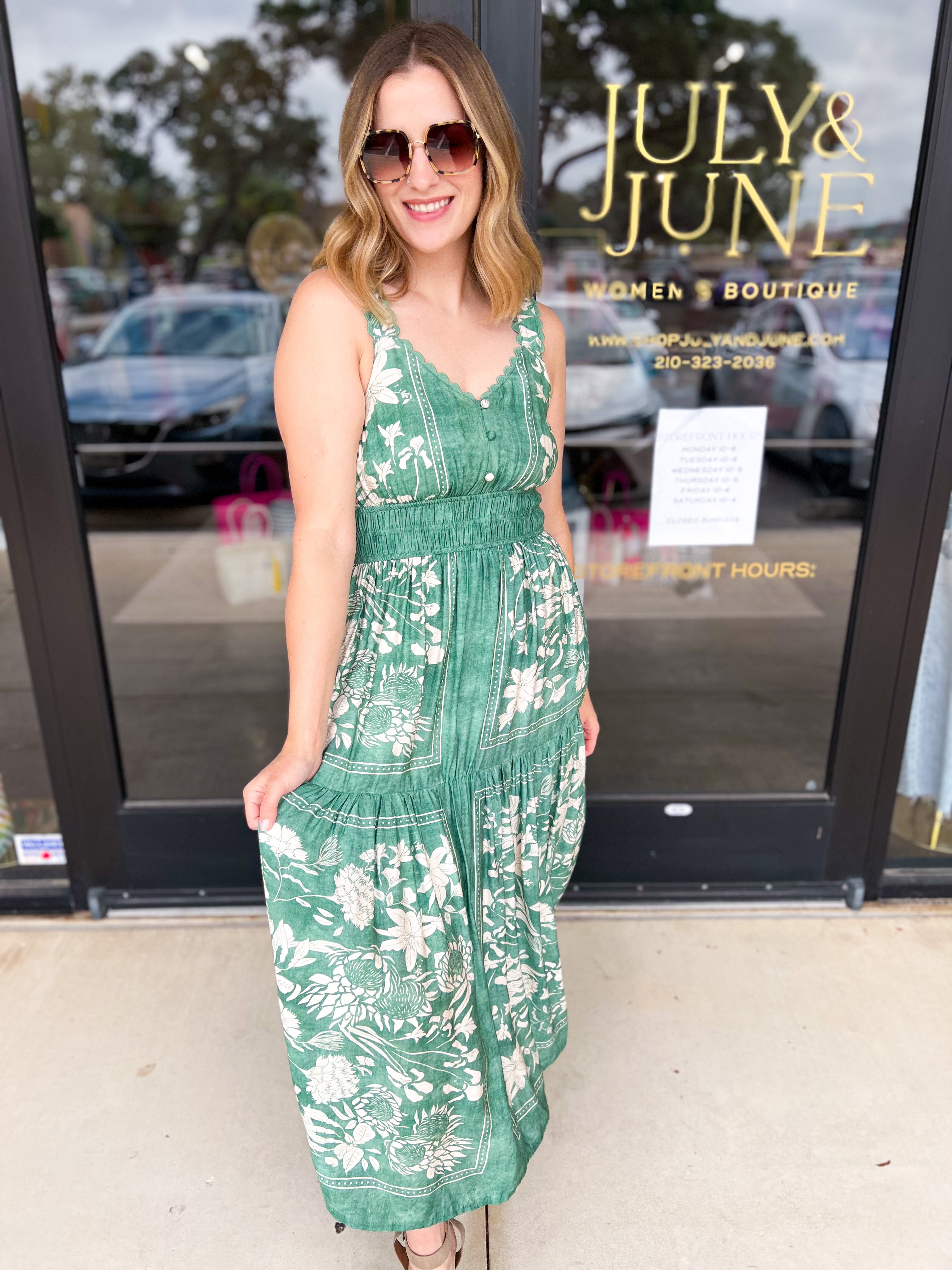 The Madrid Midi Dress-500 Midi-ENTRO-July & June Women's Fashion Boutique Located in San Antonio, Texas