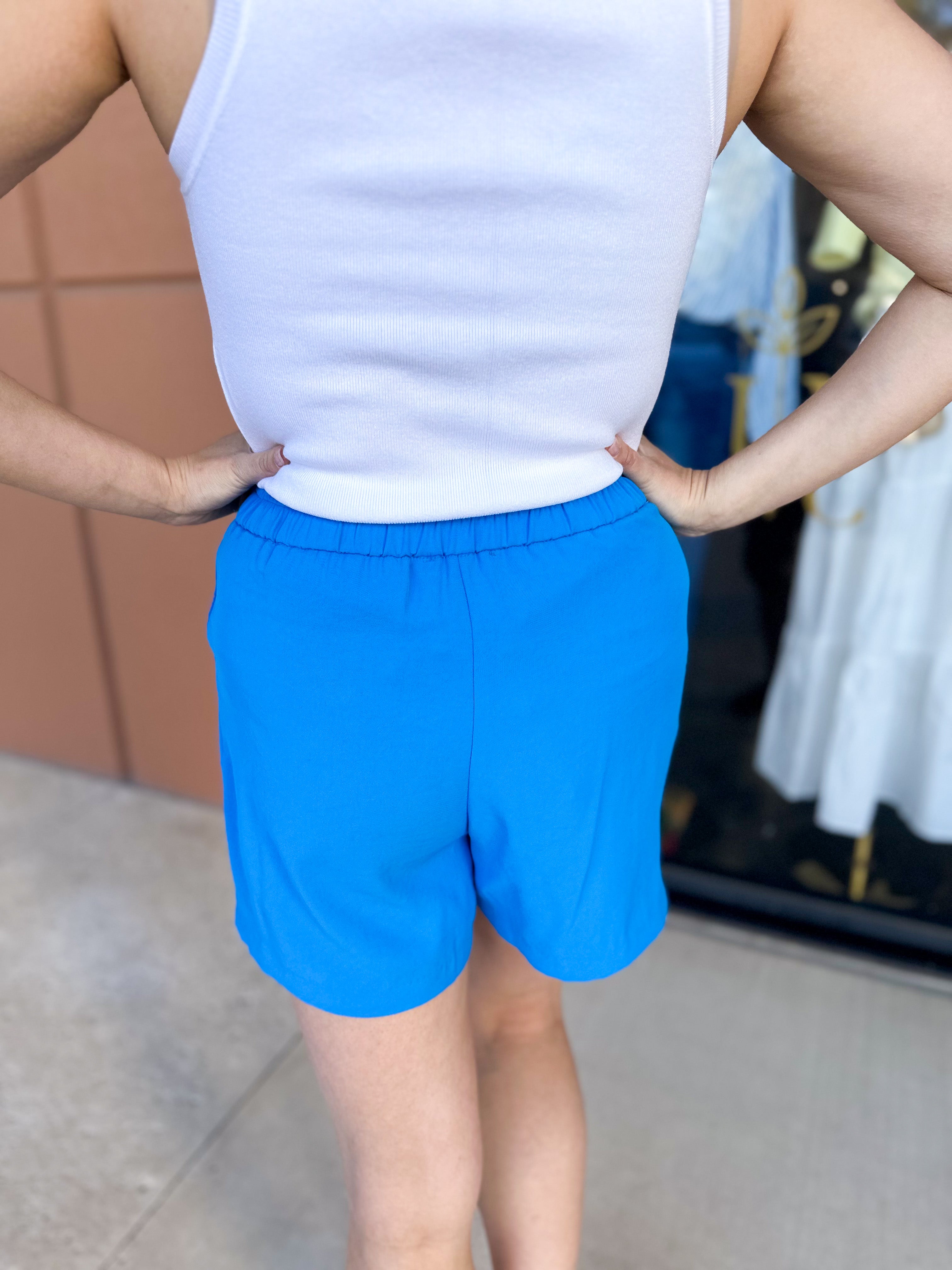 Chic Shorts - Bright Blue-410 Shorts/Skirts-SKIES ARE BLUE-July & June Women's Fashion Boutique Located in San Antonio, Texas