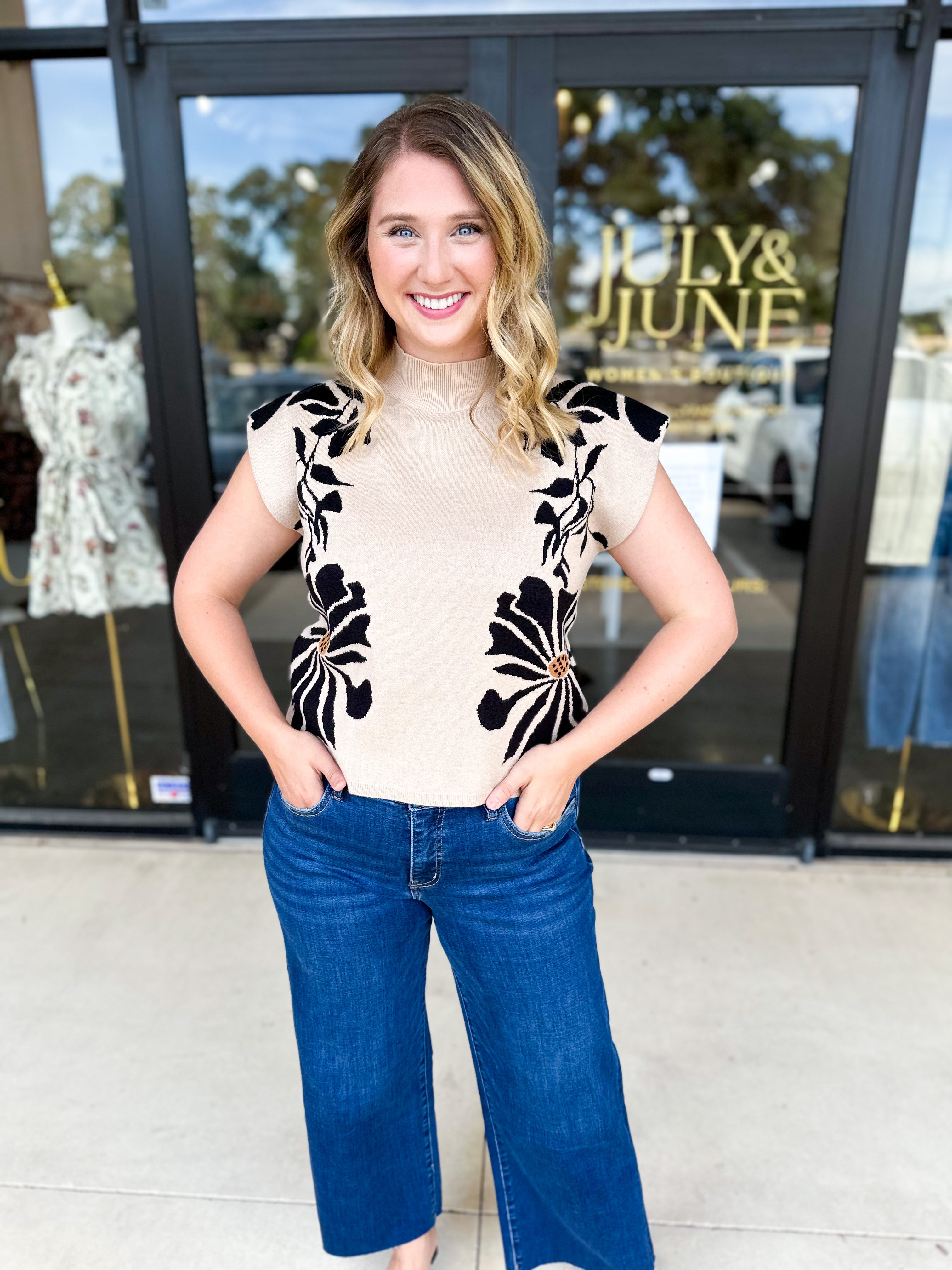 The Brea Sweater Top-230 Sweaters/Cardis-ENTRO-July & June Women's Fashion Boutique Located in San Antonio, Texas