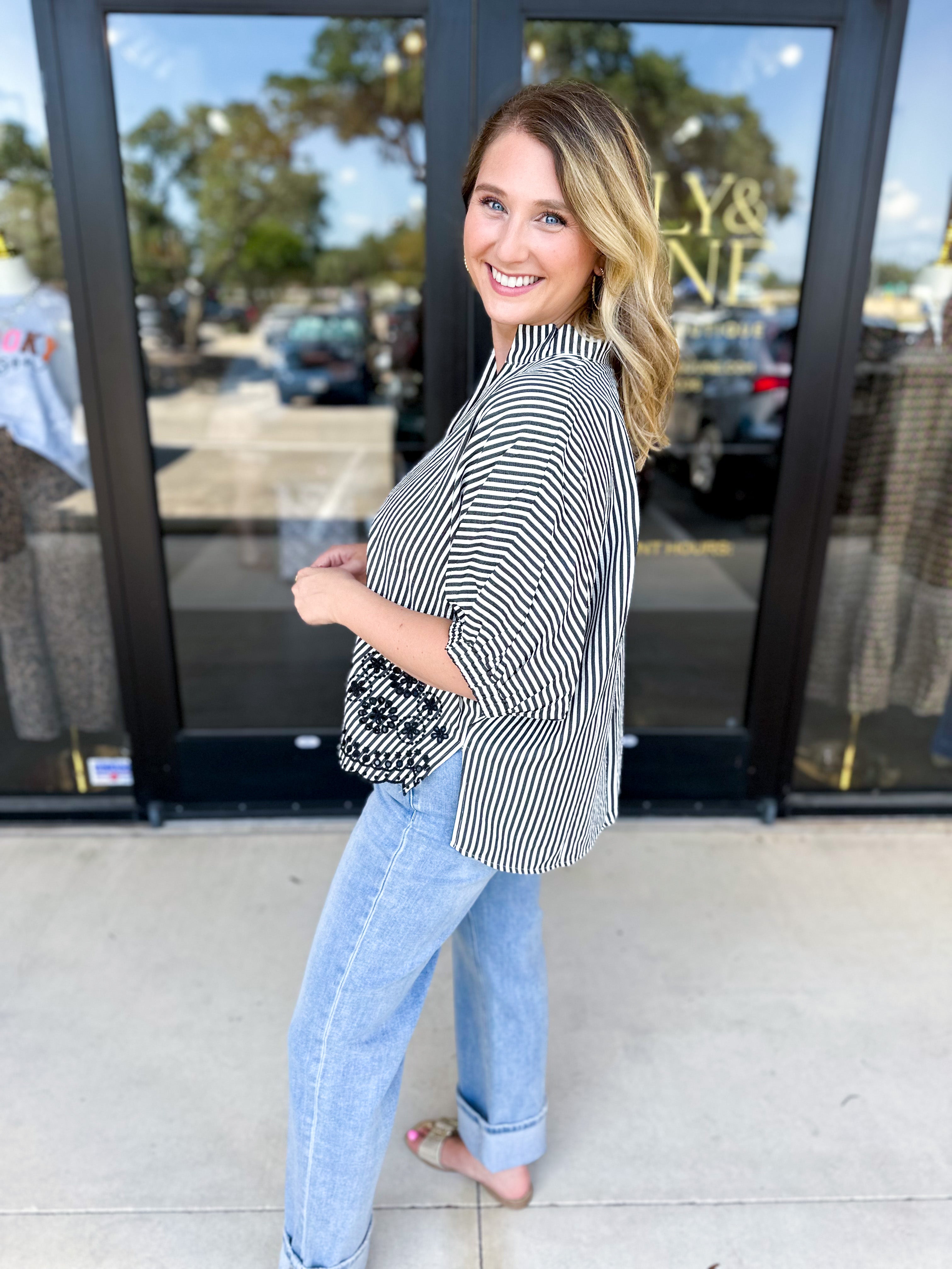 Floral Crochet Oversized Blouse - Black-200 Fashion Blouses-ENTRO-July & June Women's Fashion Boutique Located in San Antonio, Texas