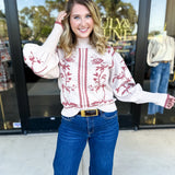 The Vintage Floral Sweater - Cream-230 Sweaters/Cardis-FATE-July & June Women's Fashion Boutique Located in San Antonio, Texas