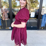 The Adeline Mini Dress - Wine-510 Mini-ENTRO-July & June Women's Fashion Boutique Located in San Antonio, Texas