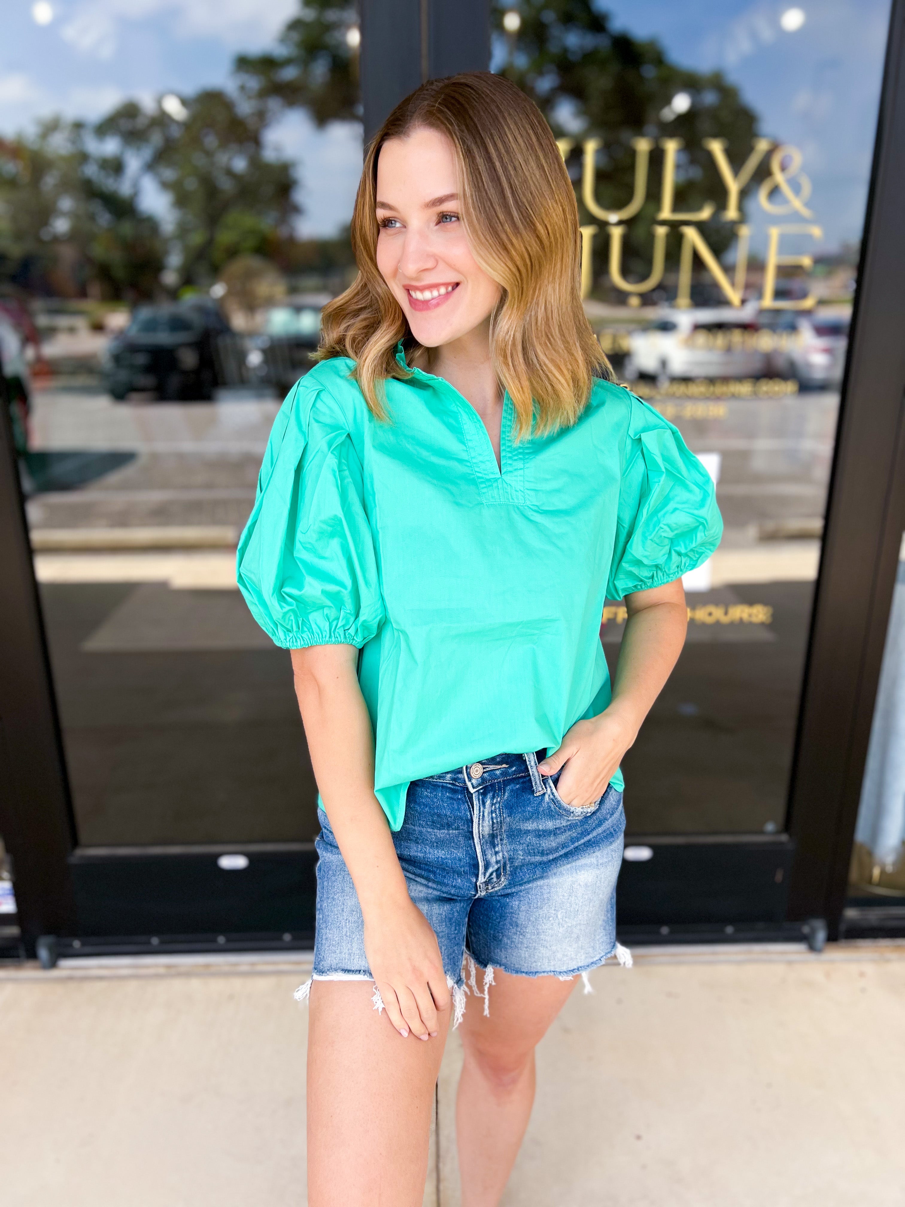 Simply Sweet Blouse - Spearmint-200 Fashion Blouses-PINCH-July & June Women's Fashion Boutique Located in San Antonio, Texas