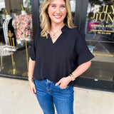Everyday Oversized Blouse - Black-200 Fashion Blouses-JODIFL-July & June Women's Fashion Boutique Located in San Antonio, Texas
