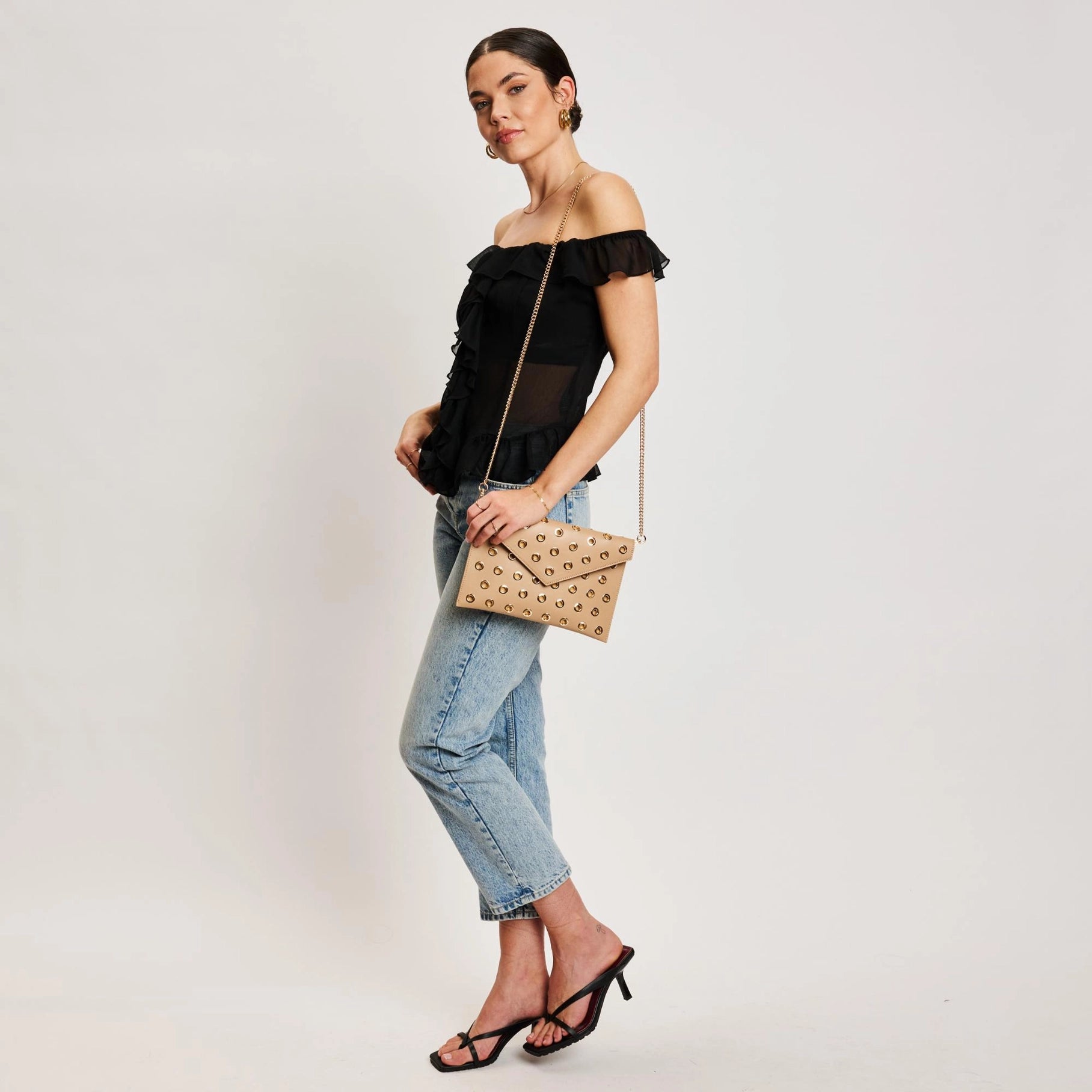 Ramona Gromet Crossbody Bag - Nude-130 ACCESSORIES-Moda Luxe-July & June Women's Fashion Boutique Located in San Antonio, Texas