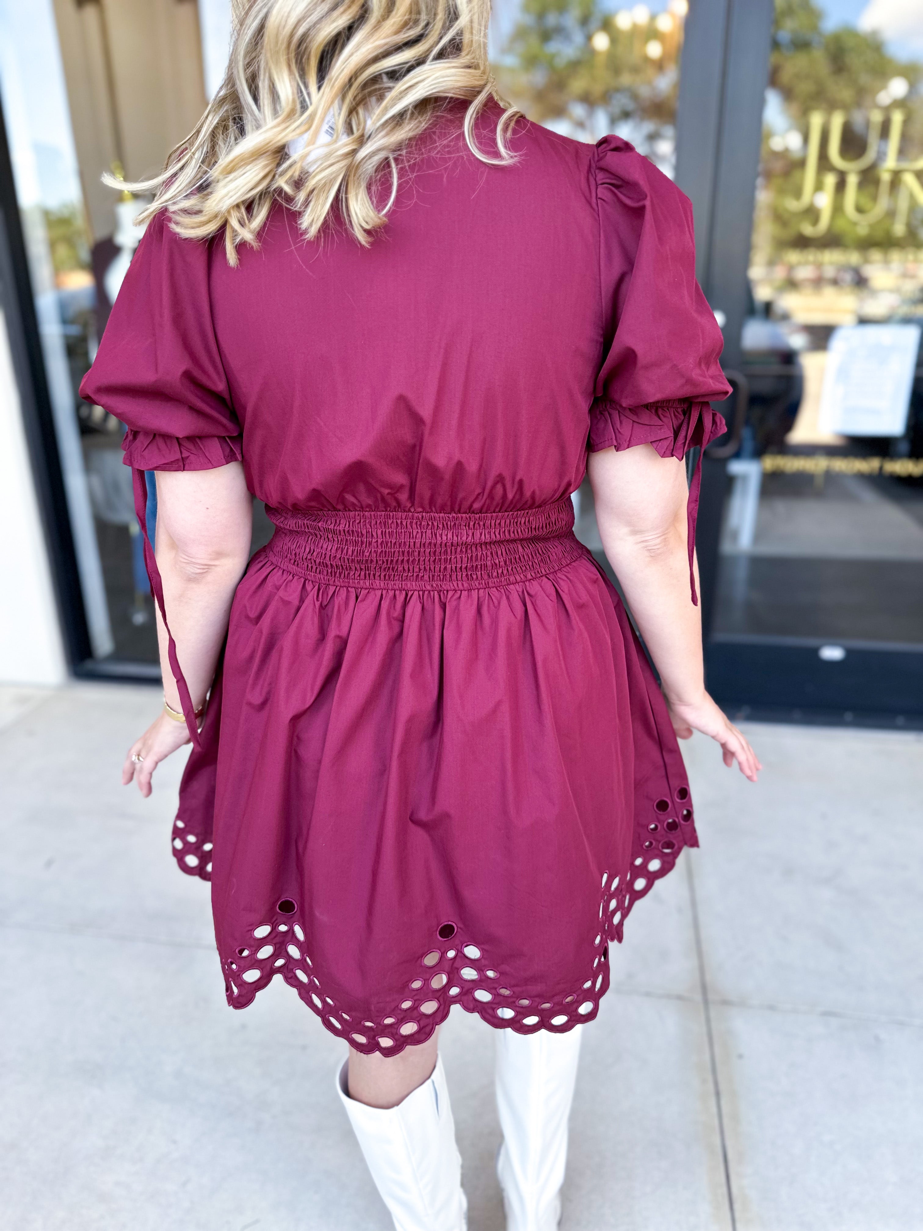 The Adeline Mini Dress - Wine-510 Mini-ENTRO-July & June Women's Fashion Boutique Located in San Antonio, Texas
