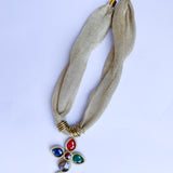 Scarf Necklace - Golden Gem Cross-110 Jewelry & Hair-HART DESIGNS-July & June Women's Fashion Boutique Located in San Antonio, Texas