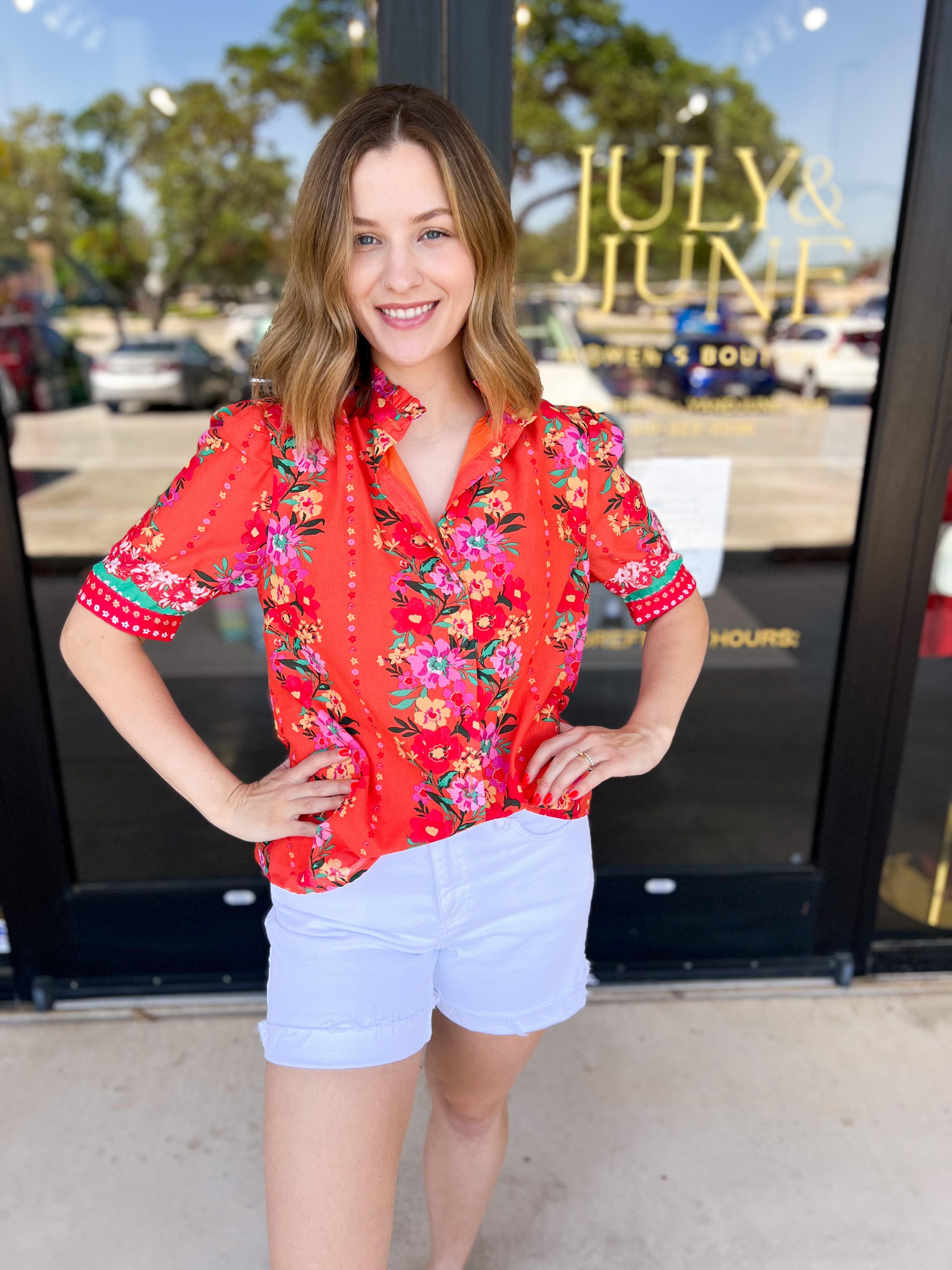 Sangria Sunrise Blouse-200 Fashion Blouses-FATE-July & June Women's Fashion Boutique Located in San Antonio, Texas