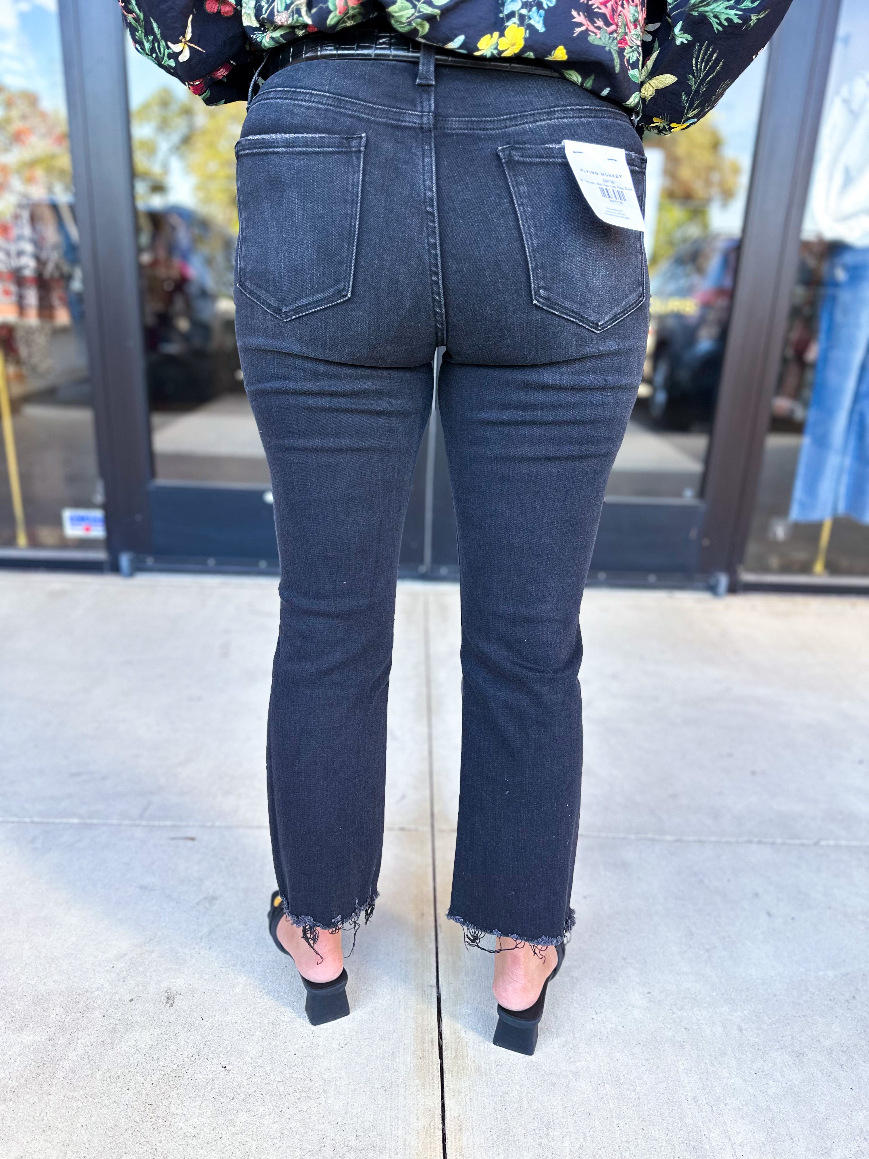 Vervet - Mid Rise Crop Flare Black Jeans-400 Pants-VEVERT BY FLYING MONKEY-July & June Women's Fashion Boutique Located in San Antonio, Texas