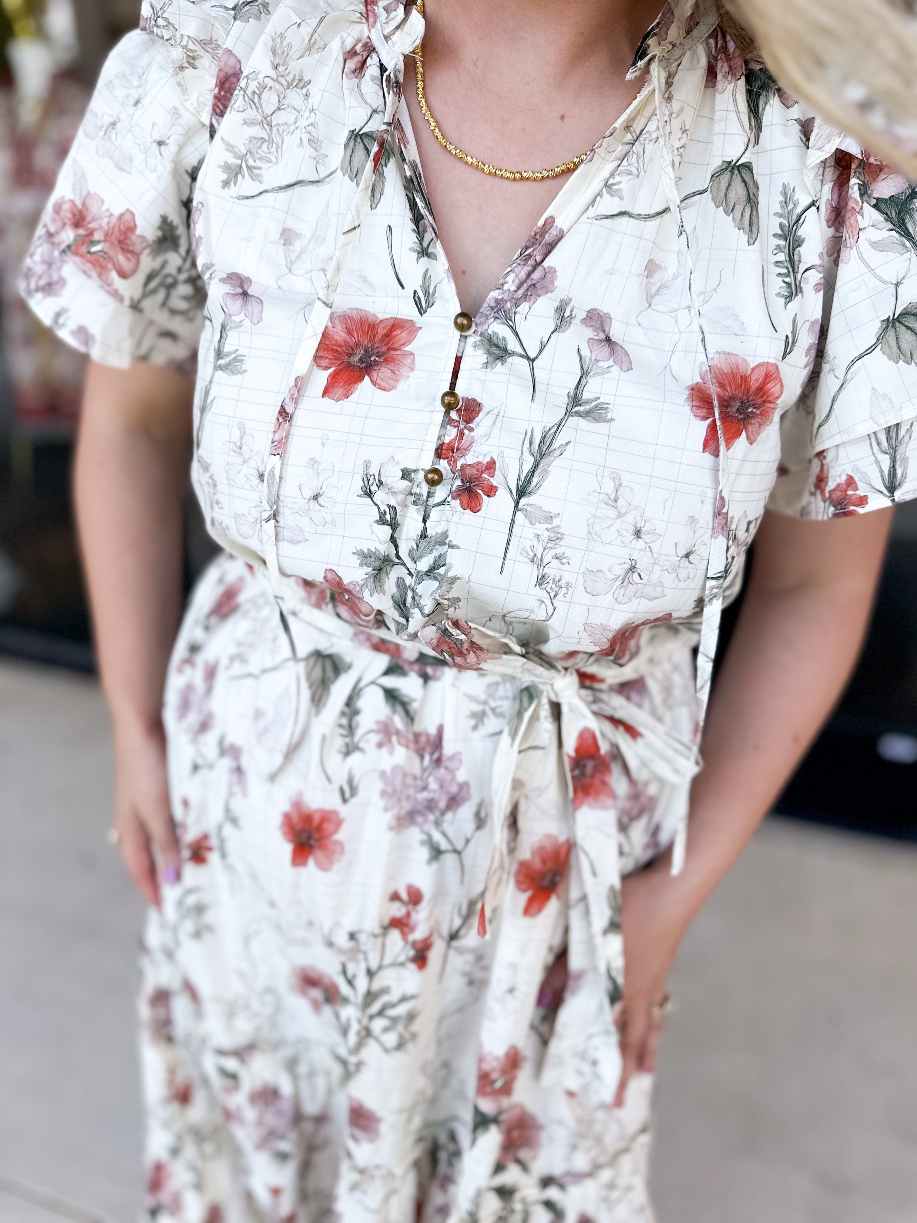 Autumn Garden Midi Dress-500 Midi-ENTRO-July & June Women's Fashion Boutique Located in San Antonio, Texas