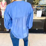 The Avery Blouse - French Blue-200 Fashion Blouses-FATE-July & June Women's Fashion Boutique Located in San Antonio, Texas