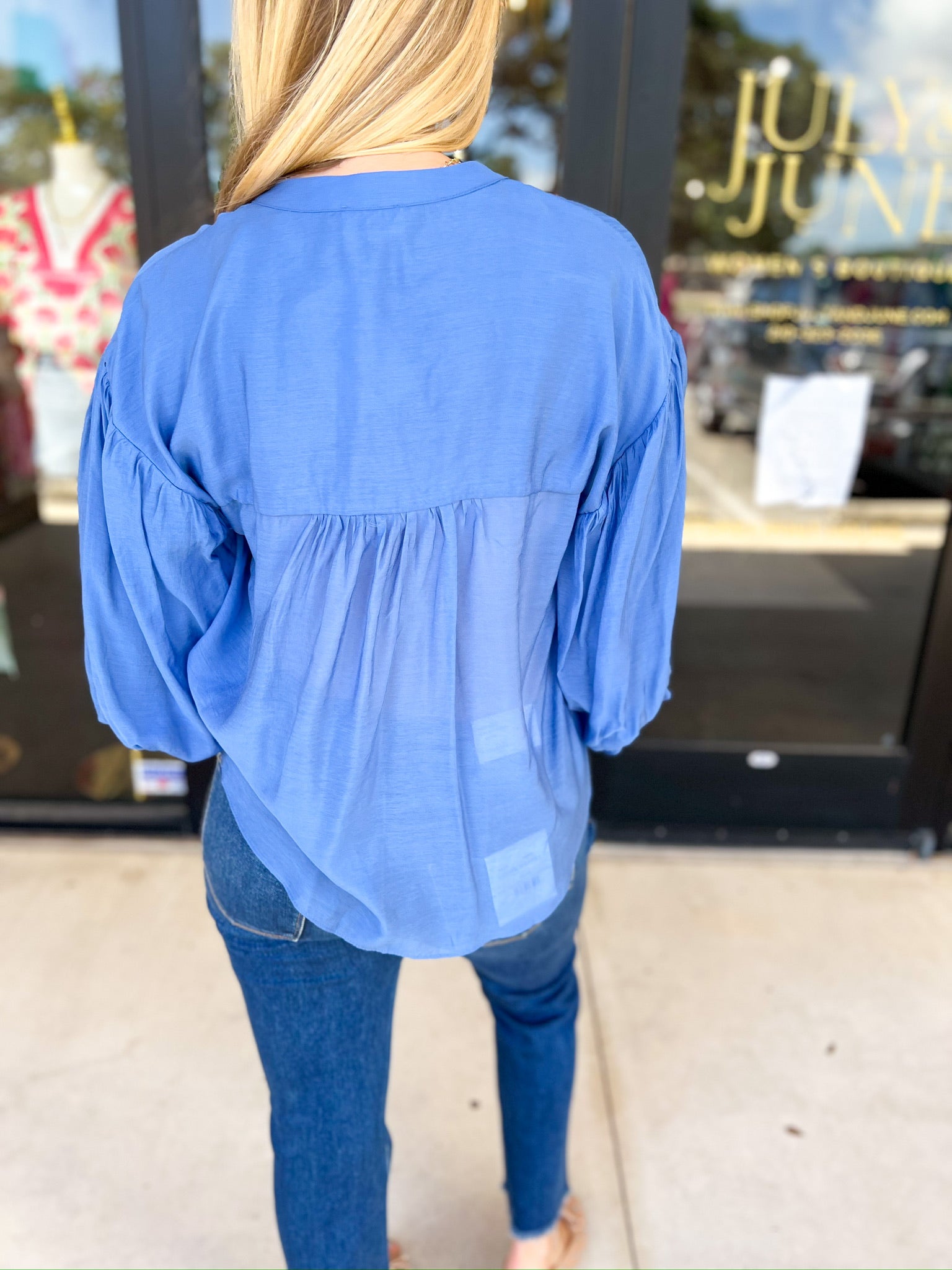 The Avery Blouse - French Blue-200 Fashion Blouses-FATE-July & June Women's Fashion Boutique Located in San Antonio, Texas