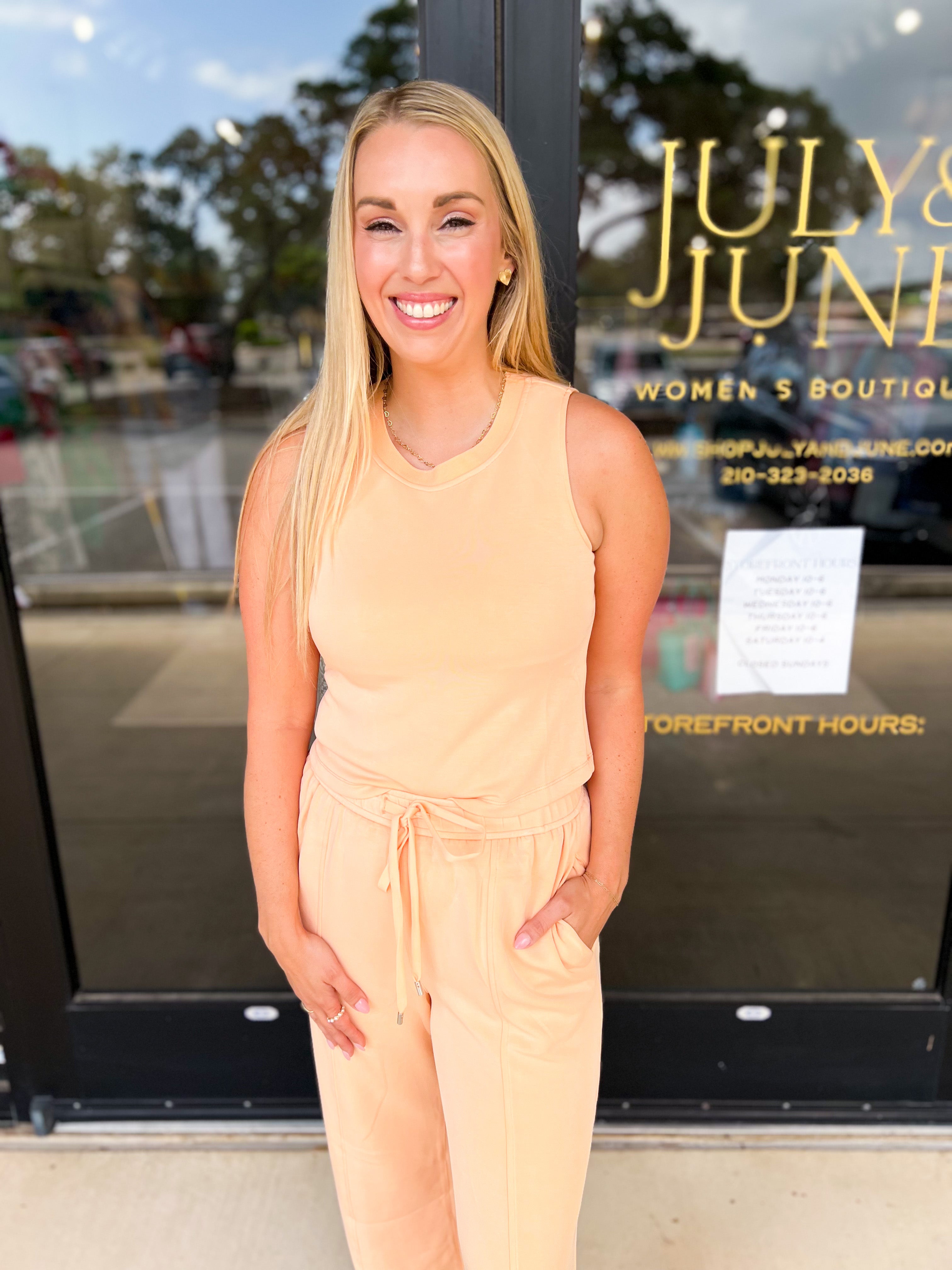 Soft Modal Tanks - Peach-210 Casual Blouses-SKIES ARE BLUE-July & June Women's Fashion Boutique Located in San Antonio, Texas