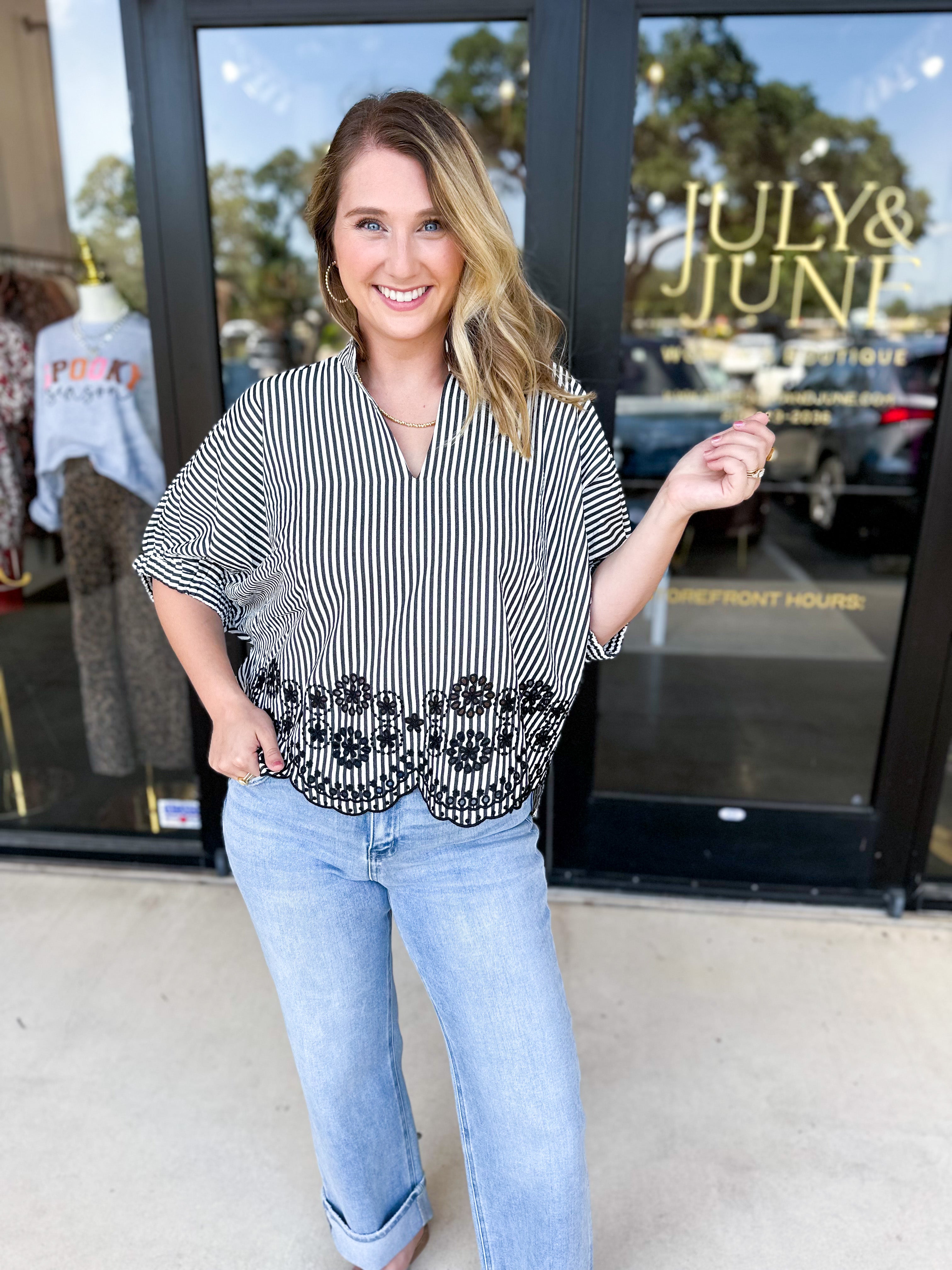 Floral Crochet Oversized Blouse - Black-200 Fashion Blouses-ENTRO-July & June Women's Fashion Boutique Located in San Antonio, Texas