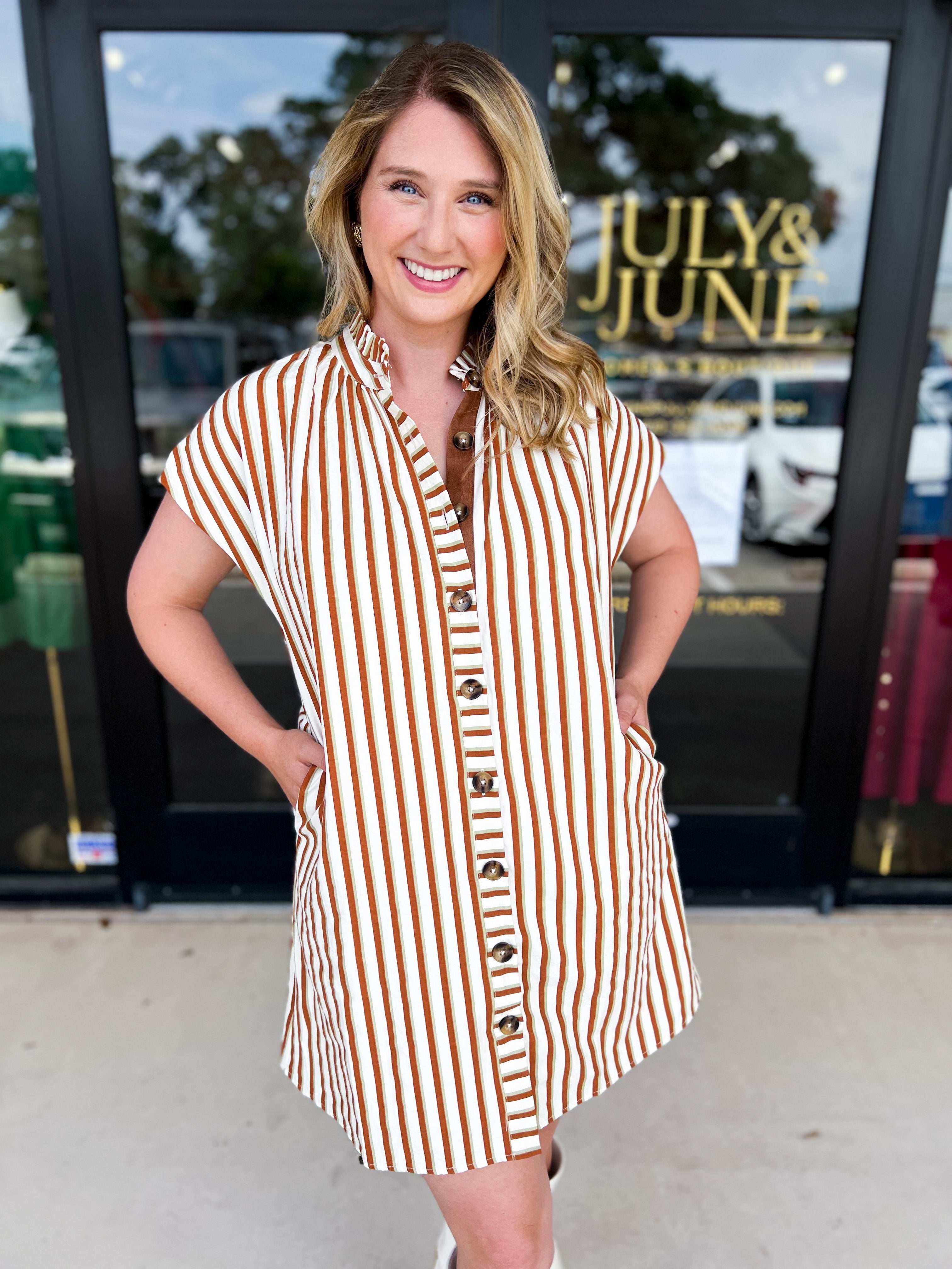 THML - Button Up Mini Dress-510 Mini-THML-July & June Women's Fashion Boutique Located in San Antonio, Texas