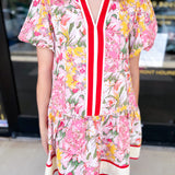 Summer Florals Mini Dress - Pink-510 Mini-ENTRO-July & June Women's Fashion Boutique Located in San Antonio, Texas