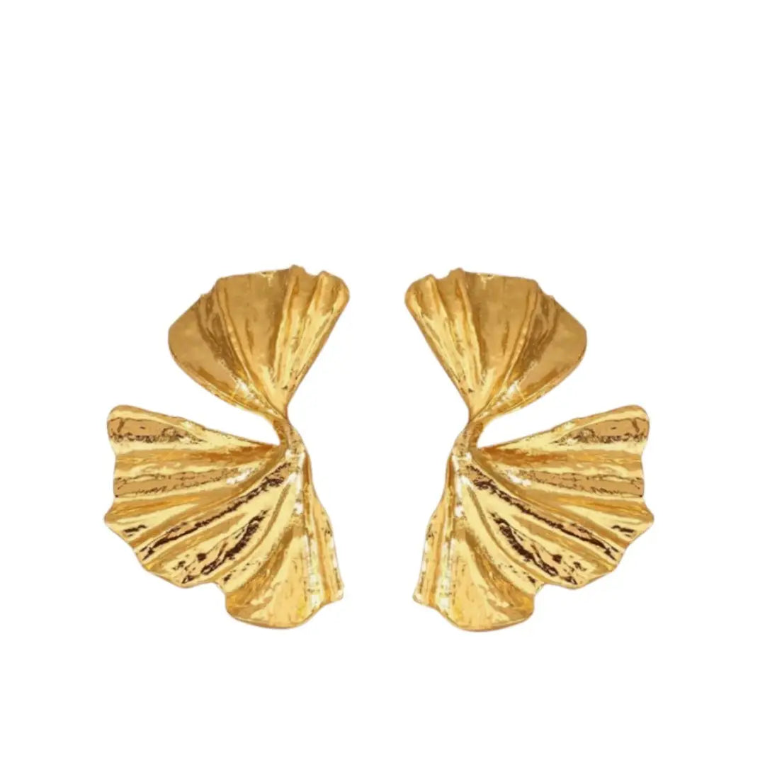 Golden Fan Earrings-110 Jewelry & Hair-Accessory Concierge-July & June Women's Fashion Boutique Located in San Antonio, Texas
